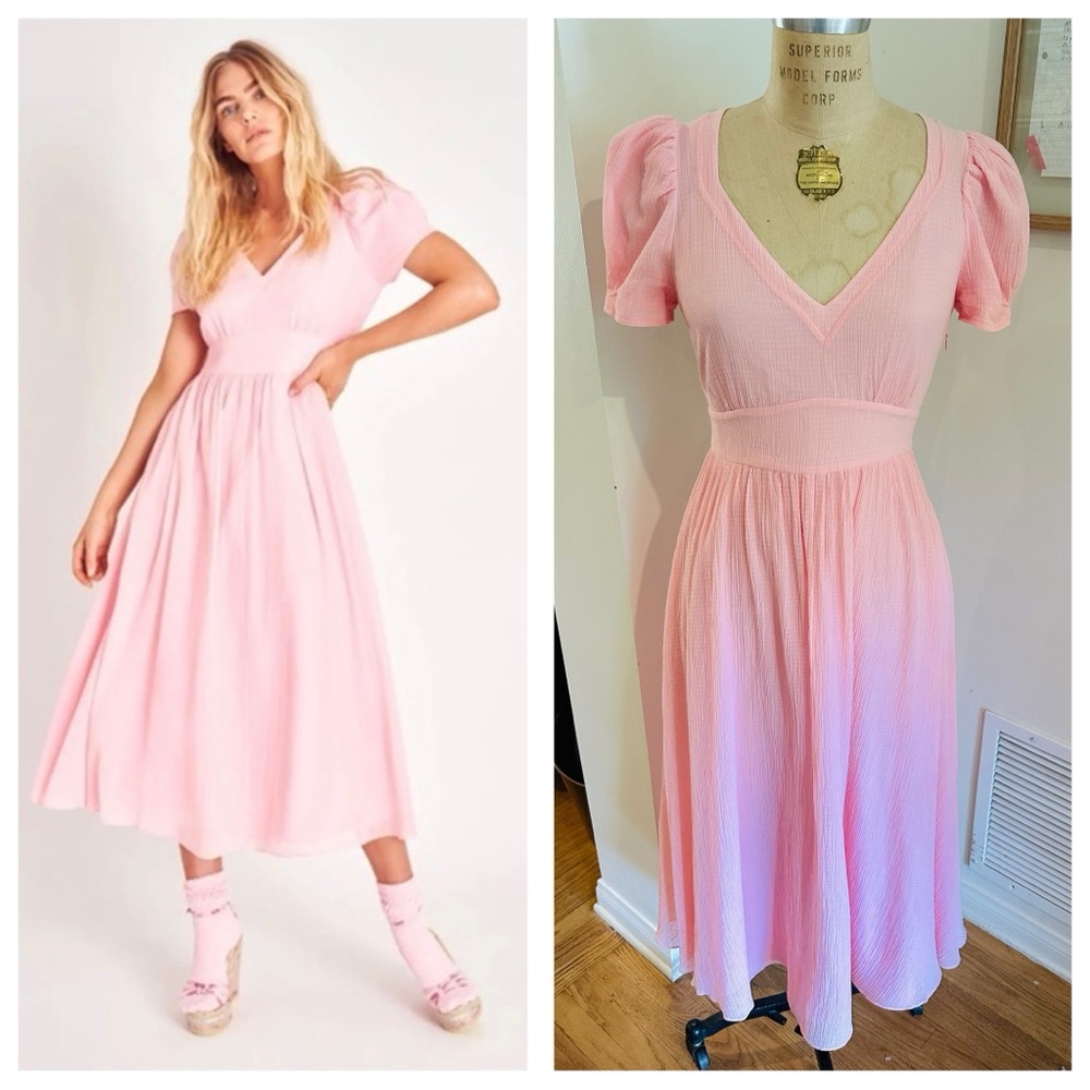 LoveShackFancy Blush Pink Hutchinson Dress, Small - Picture 2 of 7